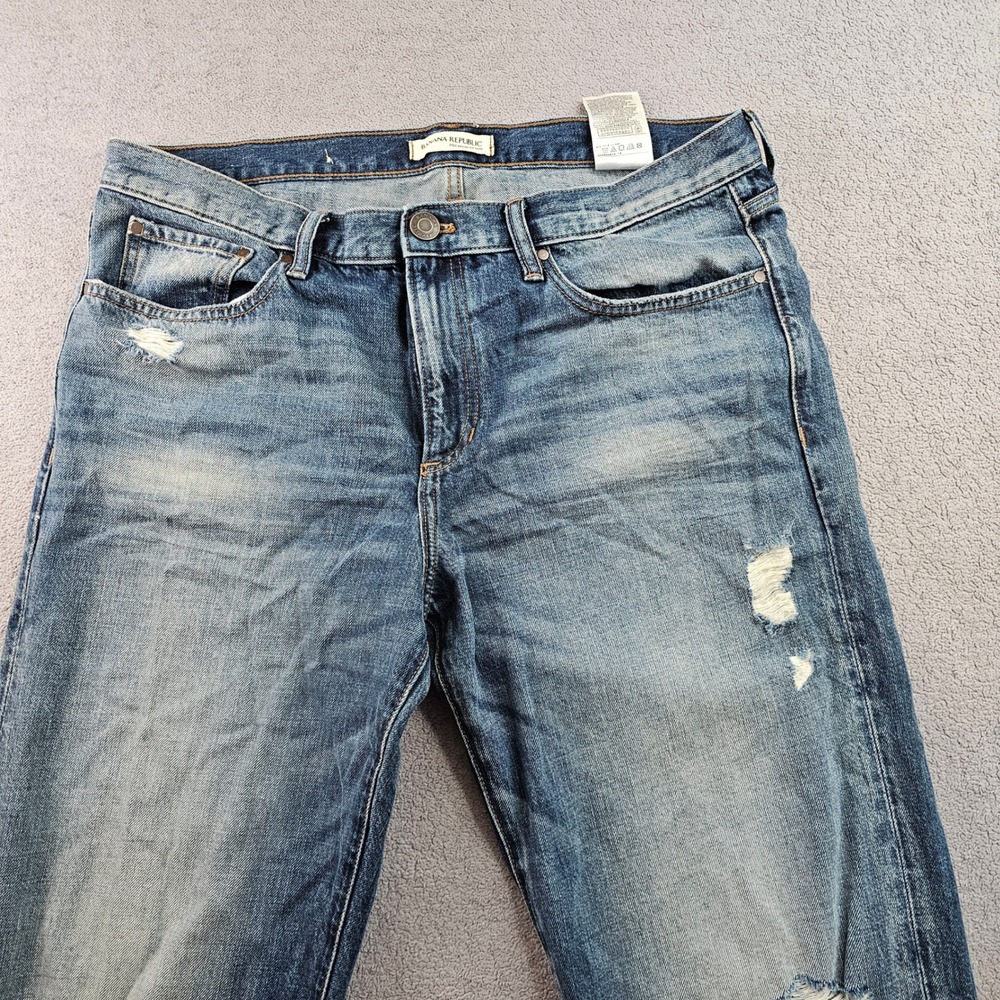 Banana Republic Boyfriend Jeans Men 31L Blue Premium Denim Streetwear Distressed - Picture 5 of 15